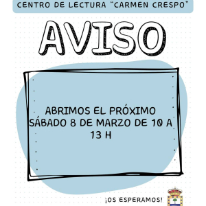 Aviso del Centro de lectura Carmen Crespo